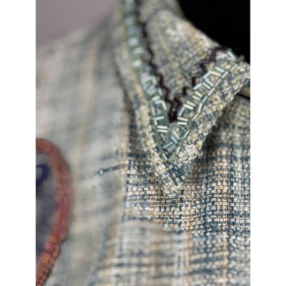 CHICO'S Womens Size 1 Green Multicolored Bohemian Embroidery Short Green Jacket - Picture 10 of 16